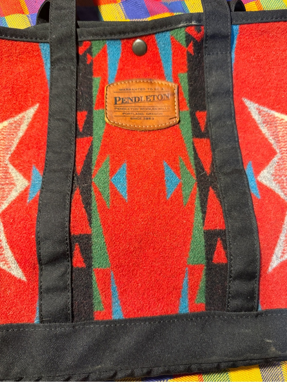 Vintage Pendleton Red Tribal Wool Tote 90’s